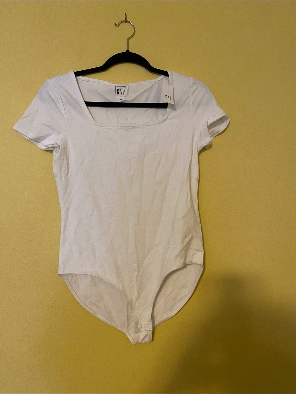 GAP White Square Neck Short Sleeve Bodysuit